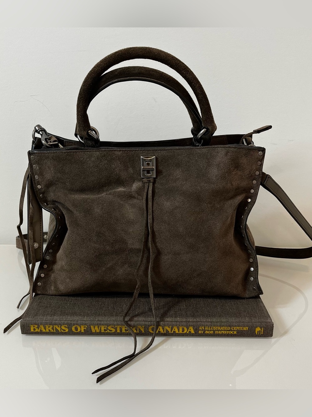 Rebecca Minkoff Chocolate Brown Suede Tote Bag Crossbody Excellent Condition